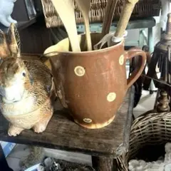 フランスアンティーク うさぎ型テリーヌポット コーガン作 マジョリカ