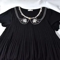 アクシーズファム　ブラウス　チュニック プリーツ　黒白のサムネイル