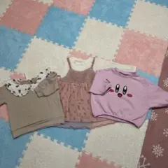 保育園着　クマ柄　フリル襟　星のカービー　うさぎワンピース　80センチ　トップス