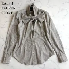 美品♪ローレンラルフローレン ボウタイ リボンブラウス 長袖 深緑 S rt0 POLO RALPH LAUREN（ボウタイ ・ シャツ/ブラウス(長袖/七分