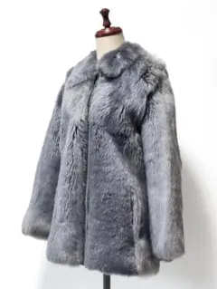 羊毛ファーコート グレー