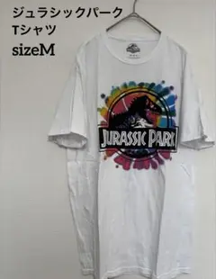 US古着　ジュラシックパーク　カラフルタイダイTシャツ