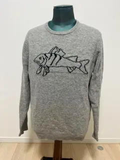 ユニクロJW ANDERSON 魚刺繍 セーター L グレー　メリノウール