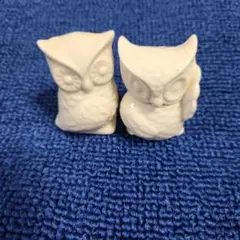 白フクロウ 置物 2点セット インテリア