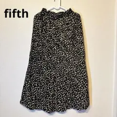 fifth フィフス　ブラック　ベージュ　総柄ロングプリーツフレアスカート
