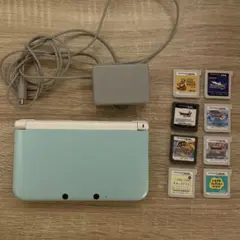 ニンテンドー3DSLL 本体 ミント×ホワイト ソフト8本 充電器 セット