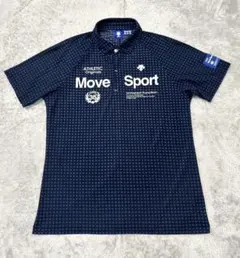 デサントゴルフMove Sport チェック半袖シャツ 黒×青 メンズ XL