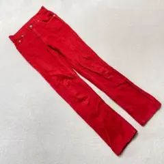 THE ORIGINAL JEANS コットン スリムパンツ レッド Sサイズ