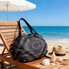 超軽量100g 折りたたみ エコバッグ 大容量 簡単 防水 リップストップ 黒