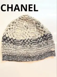 CHANEL 05A カシミヤ混 ニット帽 ビーニー グレー CCプレートのサムネイル