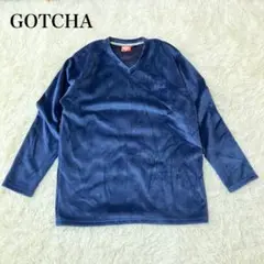 GOTCHA 長袖カットソー ベロア 大きいサイズ Ｖネック ヴィンテージ ロゴ