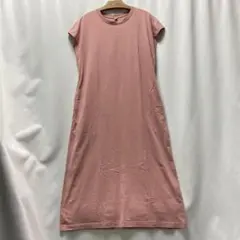 ユニクロ スムースコットンフレンチスリーブ ロングワンピース　ピンク　Lサイズ