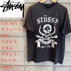 STUSSY 00's フロントスカル Tシャツ L