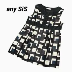 美品【any SiS】ノースリーブ　チュニック　スクエア柄　幾何学　Mのサムネイル