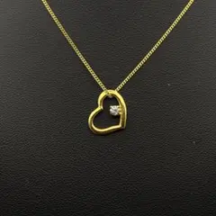 488遺品整理品　ネックレス　k18GF刻印あり　ゴールド　ダイヤ系　ハート