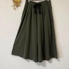 コーエン/ワイドパンツ ガウチョパンツ ゆったり 体型カバー リボン 裏地 M