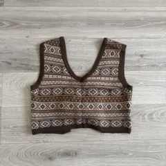 エヘカソポ ehekasopo ニットベスト　フェアアイル柄ベスト