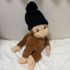 ニット帽 ケーブル編み ポンポン付 ブラック 56cm-58cm 黒