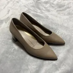 fitfit ポインテッドトゥ チャンキーヒール 23.5 本革