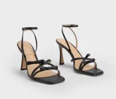 CHARLES & KEITH レザー ボウストラッピーサンダル　ブラック 37
