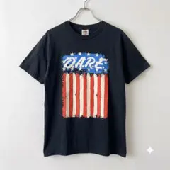フルーツオブザルーム DARE 星条旗 Tシャツ ブラック L 古着 Y2K