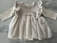 プティマイン　ニットワンピースロンパース2点セット　80