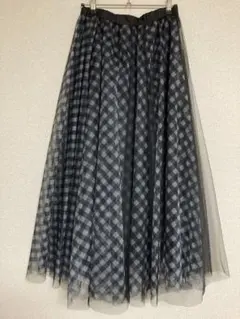 美品 sheller クラシカルチェックチュールスカート シアー フレア S