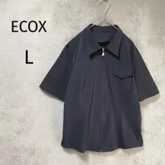 ECOX/半袖フルジップジャケット/L/ストレッチ 日本製 ブラック