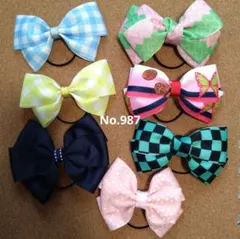 ベビー＆キッズヘアゴム 7個セット 大きめ ハンドメイドゴムNo.987