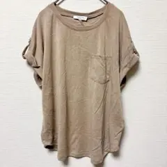 ケーブルアンドゲージ 無地 Tシャツ クルーネック ロールアップ M 茶 上品