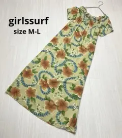 ● girlssurf ロングリゾートワンピース　ハイビスカス　サーフ　M-L