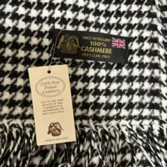 タグ付き美品　英国製　100%カシミヤ大判マフラー　千鳥格子柄