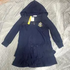 新品未使用タグ付きジュンアンドロペ フラミンゴ刺繍 フーディワンピース ネイビー