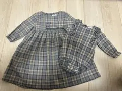 ペアマノン チェック柄ワンピース ロンパース お揃い