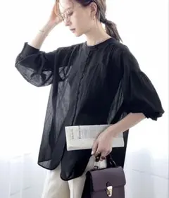 【新品タグ付き】クラシカルエルフ 綿100%、2way楊柳ブラウス ブラック