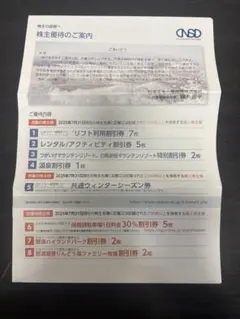 日本スキー場開発　株主優待冊子　1冊