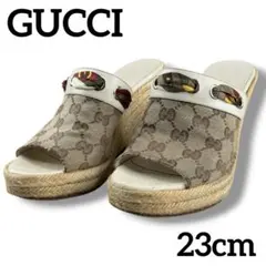 良品 GUCCI グッチ サンダル ミュール GG スカーフ エスパドリーユ