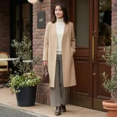 Y7717*アーバンリサーチドアーズ☆ロングコート☆ベージュ☆One☆ウール混