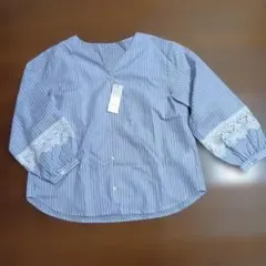 ストライプ レース付き長袖シャツ　 DORESKIP