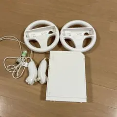 Wii本体 コントローラー2個 ハンドル2個セット 値引き可能