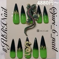 ネイルチップ 派手ネイル トカゲ 奇抜ネイル ゴテゴテ ギャル