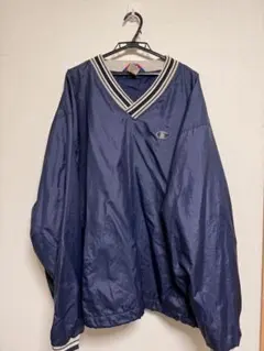 ネイビー Vネック ナイロンジャケット XXL