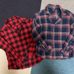 UNIQLOキッズ130cmフランネルチェックシャツ2点