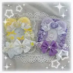 【トレカケース】 黄色 紫 猫耳 星 2つセット