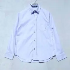 ブルークロス ストライプ ボタンダウン長袖シャツ(M) ライトパープルのサムネイル