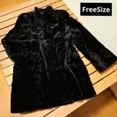 毛皮コート　ブラック+ブラウン　フリーサイズ