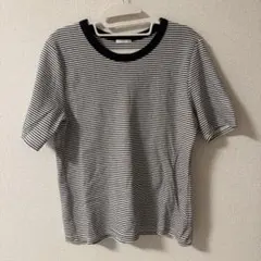 【UNIQLO】リブボーダークルーネックT 5分袖 XXL