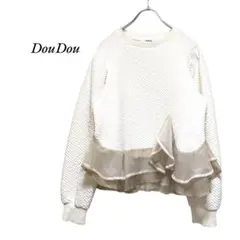 DouDou　ペプラム切替トップス　白　ドゥドゥのサムネイル