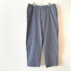 ☆【ユニクロ】イージーリラックスアンクルパンツ ヒッコリーストライプ XL