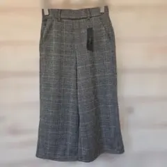 グレンチェック柄 ガウチョパンツ Mサイズ　裏起毛　暖かガウチョ　新品未使用